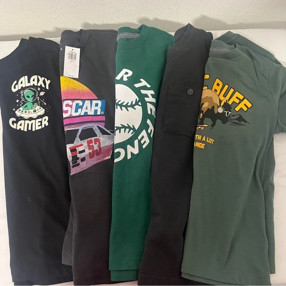 Old Navy Boys Small Bundle of (5) Graphic Tees Short & Long Sleeves NWT/EUC